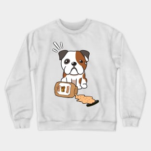 Cute BullDog spilled a jar of peanut butter Crewneck Sweatshirt